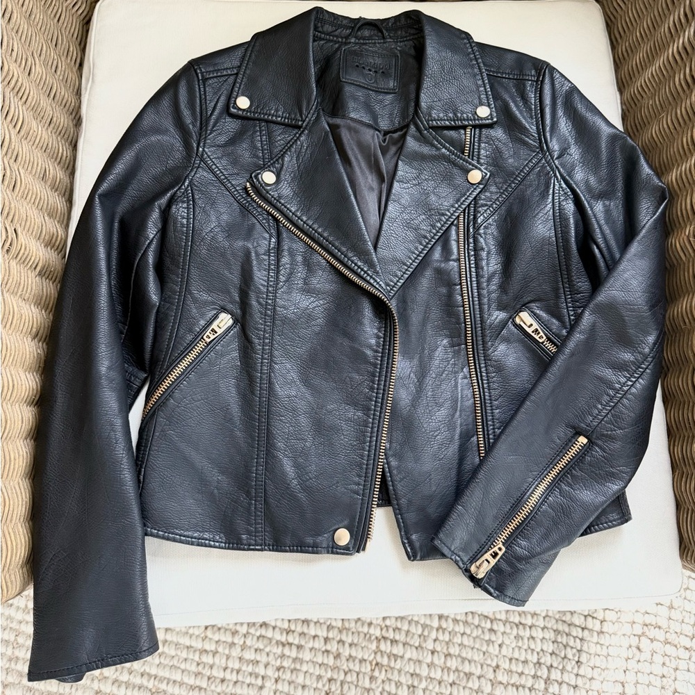 Clearance! - BLANKNYC Black Leather Moto Jacket with Gold Accents size S
